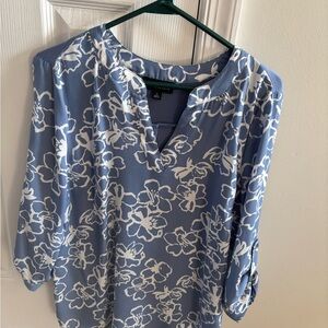 Floral Blue and White Blouse